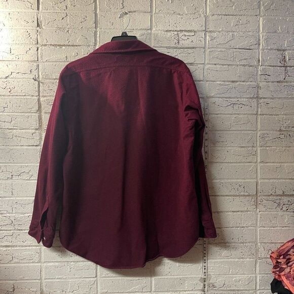 Vintage Woolrich Burgundy Flannel Button-Up Shirt – Size L - Picture 6 of 8